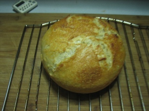 Loaf of bread fresh from oven